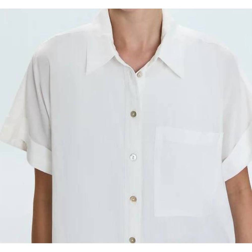 NEW PISTOLA donnie short sleeve button up top in le blanc - Picture 6 of 7